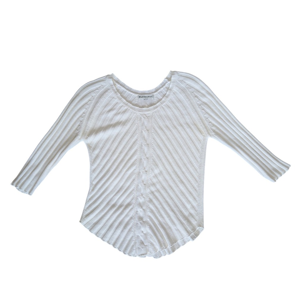 Vintage Parkhurst Small White Cable Knit Sweater
